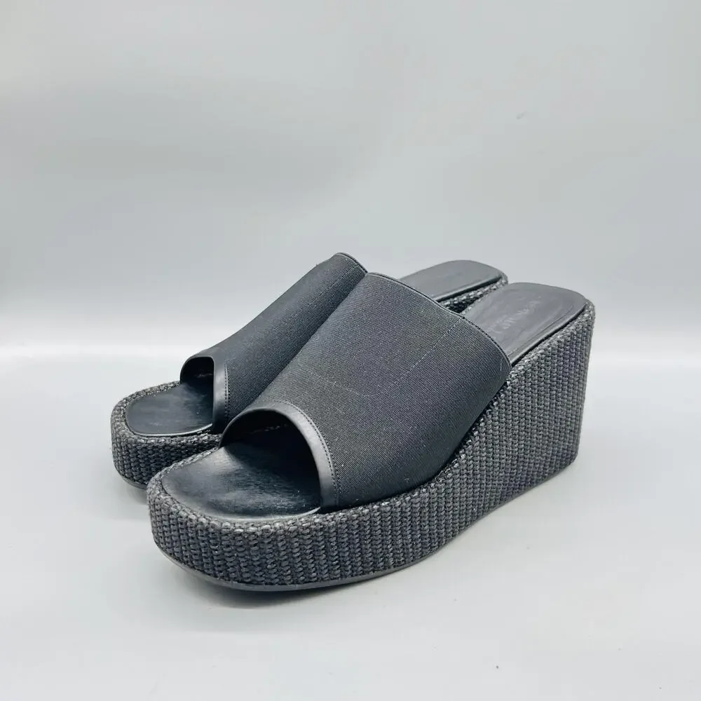 Donald J Pliner Sandals Womens 8 Black Slide Platform Wedge Shoes